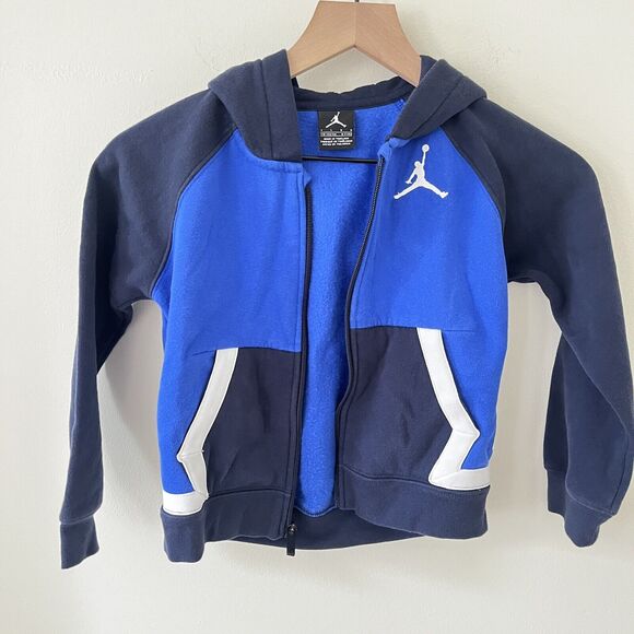 Nike Air Jordan Blue Hoodie Jacket Boys Full Front Zip Long Sleeve - 6/7 Years - Picture 6 of 8